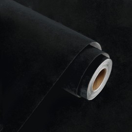 WESTICK Black Velvet Wallpaper Peel and Stick Soft Black Felt Fabric Self Adhesive Velvet Drawer Liner Decorative Dark Contact Paper for Jewelry AIY Crafts Dresser Cabinets Bedroom Walls 17.7" x 120"