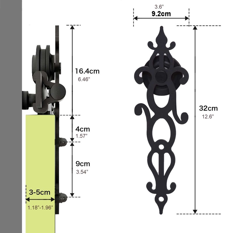CCJH 5FT Sliding Barn Door Hardware Kit, Heavy Duty, Smoothly