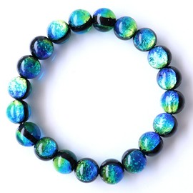 Gold Stone Luminous Keramarin Firefly Glass Bracelet, 0.4 inches (10 mm), Okinawa, Kerama Islands, Inner Diameter: Approx. 6.5 inches (16.5 cm), Glass