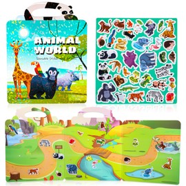 Hi.FANCY 2Set Sticker Book, Puffy Sticker Books for Kids 2-4, Puffy Sticker Play Set, Reusable Sticker Book