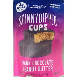 Skinny Dipped 2x Skinny Dipped Dark Chocolate Peanut Butter Cups 30 cups 15.9 oz Bag LOW SUGAR