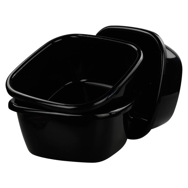 Hommp - Paquete de 3 palanganas/lavabos de plástico de 16 Cuartos, Color Negro