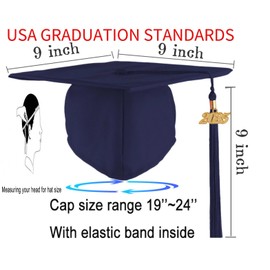 GRADFTY Unisex Adult Matte Graduation Cap with 2025 Tassel for High School & Bachelor Master，Navy Blue Grad Hat