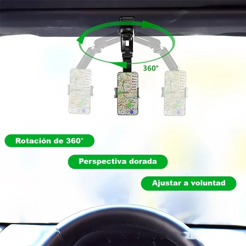 Soporte Teléfono Porta Celular 360° Carro Brazo Ajustable