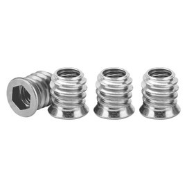 Drenky Flanged Hex Socket Nut M6x10mm - 40Pcs Zinc Plated Carbon Steel Silver Threaded Inserts for Wood Furniture, Insert Nut with Hex Drive Head (Durable Wood Fastening Solution)