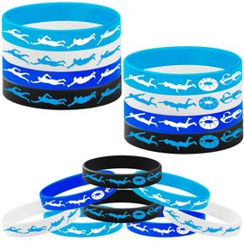 PIBIPAID 48PCS Swimming Rubber Bracelet Party Favors -Swimming Silicone Wristband Party Supplies Decorations Swimming Action Sport Themed Birthday Baby Shower Party