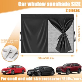 Car Sun Shade with UV, Pack of 2 Car UV Protection Sun Visor, Universal Sun Visor Car Net, Magnetic Double Layer Car Sun Protection Curtain, for Protects Baby, Children, Adults, Pets