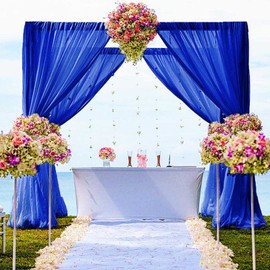 DUOBAO Royal Blue Chiffon Backdrop Curtain 29x108-Inch Chiffon Fabric Drapes for Wedding Ceremony Voile Sheer Curtains 2 Panels Photography Backdrop Drapes (29''x108''x2pcs, Royal Blue)