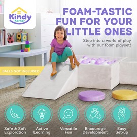 Kindy Korner 6 Piece Foam Climbing Blocks for Toddlers 1-3, Toddler Climbing Toys Indoor, Baby Climbing Blocks, Soft Play Set, Soft Play Climbing for Toddlers, Baby Climbing Toys, Baby Ball Pit