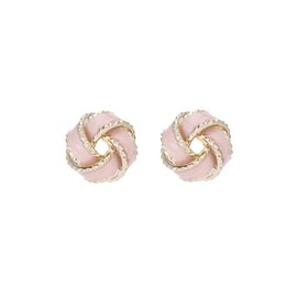 IMINI Gold Love Knot Stud Earrings for Women Girls Sterling Silver Post Pink Enamel Cute Knot Earrings Hypoallergenic Thick Small Earrings Cartilage Elegant Jewellery Gifts, Copper, No Gemstone