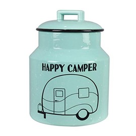 Young's Inc. Ceramic Cookie Jar - Cute Kitchen Counter Storage Canister with Lid - Perfect for Cookies, Coffee, Tea, Candy, Dog Treats, and More - Happy Camper - Mint
