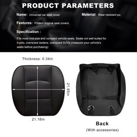 Suvnie Car Seat Bottom Cover, Premium PU Leather Seat Protection Without Backrest, Front Bottom Seat Cushion Covers for Most Vehicles, Universal Interior Decor Car Accessories