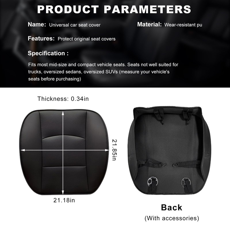 Suvnie Car Seat Bottom Cover, Premium PU Leather Seat Protection