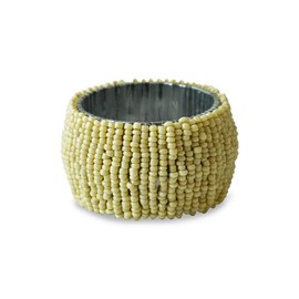 Ajuny Napkin Ring Holder - Handcrafted Beaded Round Decorative Napkin Rings for Dining Table Decor Wedding Party Dinner Set of 6, Off White