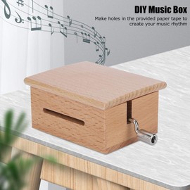 Nikou DIY Music Box, 15 Note Hand‑Cranked Wooden Music Box with 7Pcs Blank Paper Tape and Hole Puncher DIY Music Box