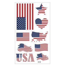 United States Flag Tattoo Stickers, 3 Sets Colorful Design, 2.68 x 4.72 Inches, with 3 Tattoo Removal Wipes