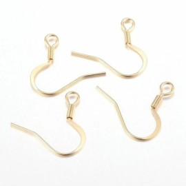 Unbranded 10 pcs. Golden 304 Stainless Steel Spring Flat Earring Hooks – 18.5mm x 18mm