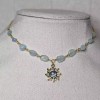 Handmade Aquamarine Blue Crystal And Gold Sun Charm Beaded Choker