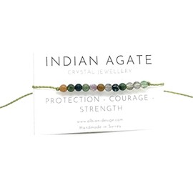 Albion Design - Crystal Anklet - Beaded Crystal Anklet - Dainty Crystal Anklet - Unisex Crystal Anklet - Gemstone Anklet (Indian Agate)