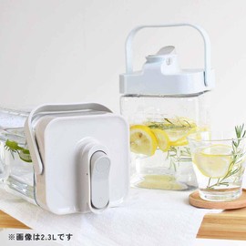 アイリスプラザ 横置きウォータージャグ 2.3L お茶ポット 冷水機 ドリンクディスペンサー 麦茶ボトル サーバー 横縦置き自由自在 グレー