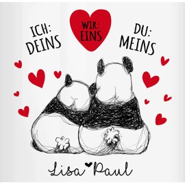 Tasse Tassen 325ml - Valentinstag Partner Freund & Freundin - Panda Liebeserklärung Valentinstagsgeschenke mit Namen Geschenkidee Pärchen Weihnachts-Geschenk für Sie und Ihn - 325 ml - Dunkelblau