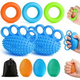 9 Pcs Ejercitador de Agarre, Ejercitador de Mano Ejercicio de Fuerza para Dedos, Ideal para Aliviar Dolor Articulaciones, Entrenamiento de Antebrazo y Alivio del Estrés