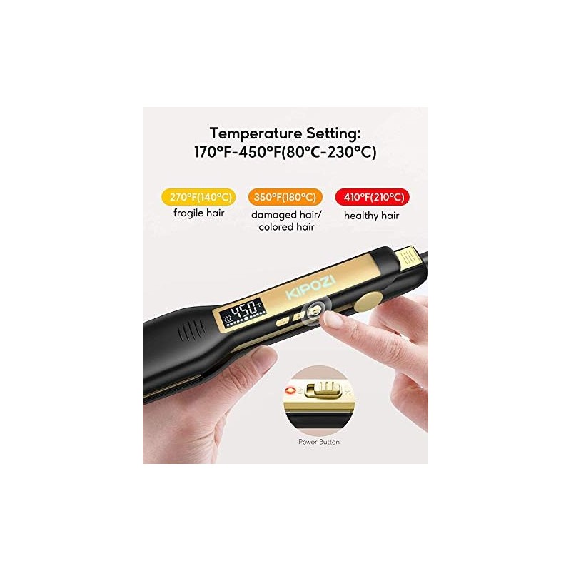 Plancha de pelo profesional de titanio con pantalla LCD digital