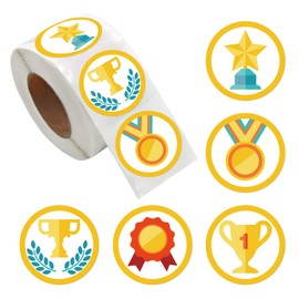 JALTAGO 1000PCS Reward Stickers for Teachers.Trophy Stickers for Kids in 5 Designs.1 Inch Teacher Supplies for Classroom, Motivational Stickers, Classwork Award Stickers.