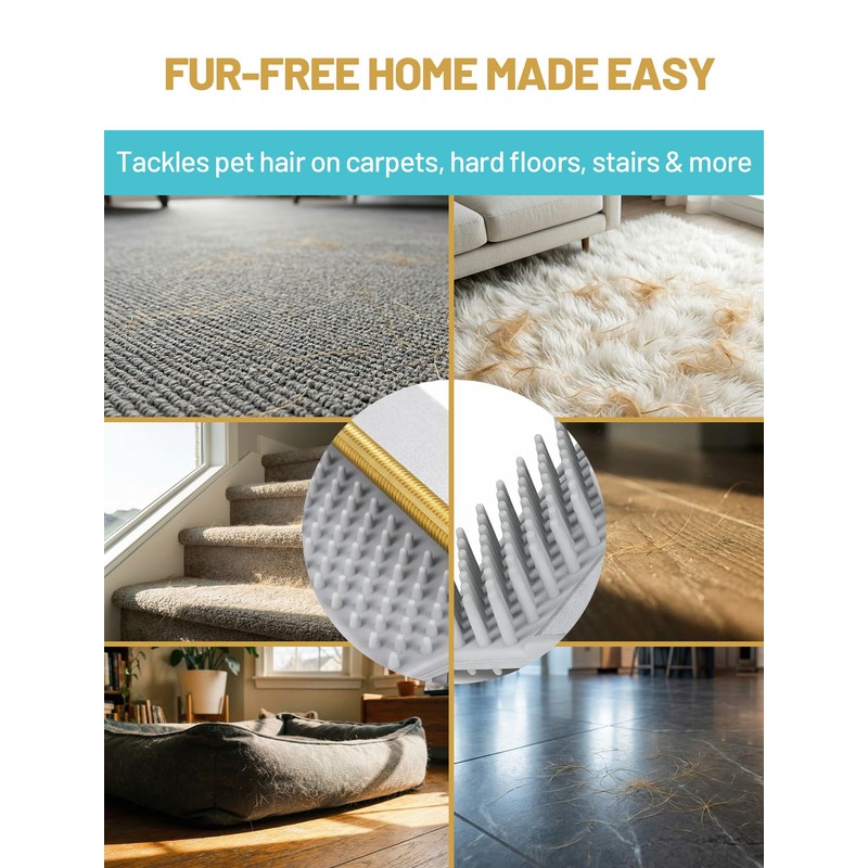 DELOMO 54” Carpet Rake for Pet Hair Removal, Dual-Sided Rug