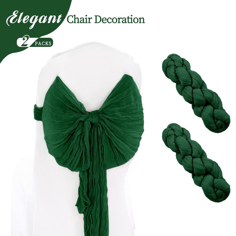 2 Pack Dark Green Cheesecloth Table Runner 10ft, Rustic Gauze