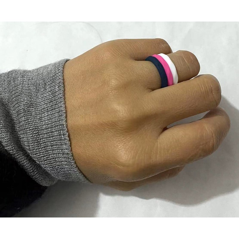 AZYOUNG Womens 3mm Wide Diamond Silicone Wedding Ring 10pcs set