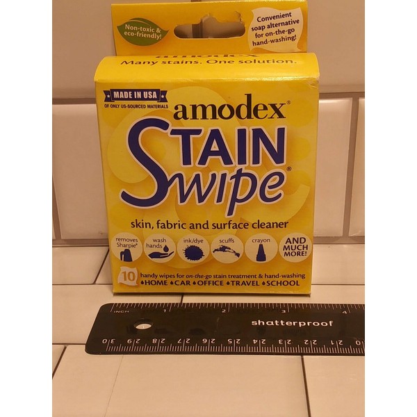 Amodex Stain Swipes - Skin, Fabric and Surface Cleaner - 10 Wipes - Sealed FS