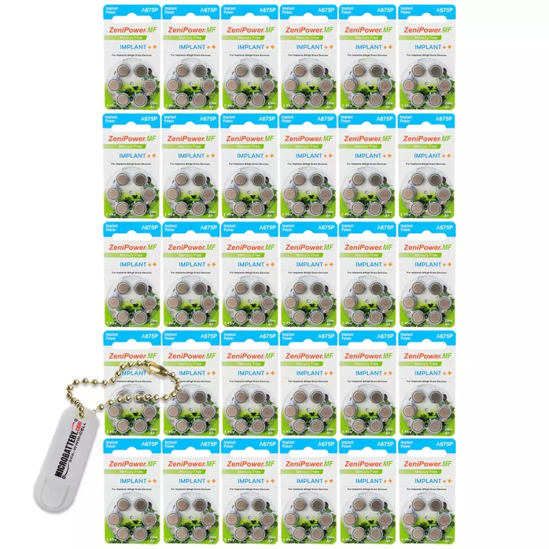 ZeniPower Size 675P Implant Power Cochlear Batteries (180 Pack) +