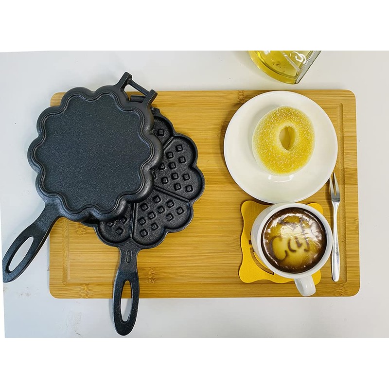 HAWOK Cast Iron Heart Shaped Waffle Iron, Waffle Maker