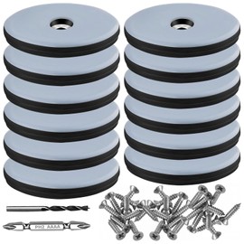 TXErfolg Teflongleiter zum Schrauben 12 Stück Bodengleiter Ø 50 mm (Rund | Schwarz) Möbelgleiter mit 12 Edelstahlschrauben und 2 Bohrer Möbelgleiter-Set Effektiver Schutz Ihrer Möbel Stühle Böden