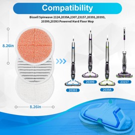 KEEPOW Spinwave Replacement Pads Compatible with Bissell Spinwave Powered Hard Floor Mop 2039 Series, 20399, 2039A, 2307, 2315A, 23157, 2124, 20393 Spin Heavy Scrub Mop Pads for Floor Cleaner (2 Pack)
