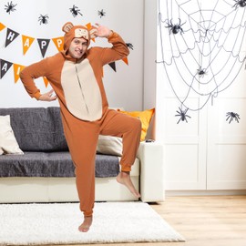 Sincere Party Adult Monkey Onesie Costume,Fleece Monkey Pajamas Outfit for Men and Women X-Large