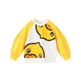 B.Duck Girls Boys Sweatshirt Cute Cartoon Yellow Duck Graphic Printed Crewneck Pullover Long Raglan Sleeve Tops for Yellow Size 3-4T