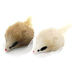 Kats'N Us Real Rabbit Fur Long Hair Mouse Cat Toy - 2pk Carmel Color