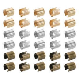 PATIKIL 17x15mm Leather Rope Clip, 120Pcs Metal Cylindrical Crimp Tubes Foldable End Cap Opening Crimps Fastener for Jewelry Making Tassel Leather Cords DIY Craft, 3 Color