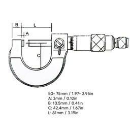 Outside Micrometer 50-75 mm Range Micrometer 0.01 mm Resolution Micrometer Screw Metric Outdoor Brake Caliper, External Micrometer Micrometer Stable Alloy Surface