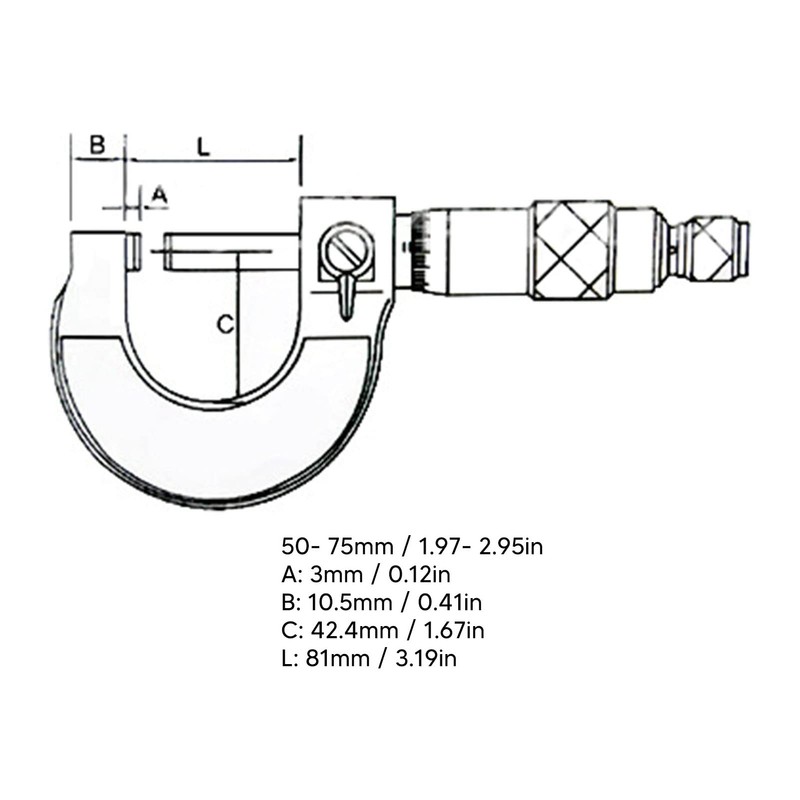 Outside Micrometer 50-75 mm Range Micrometer 0.01 mm Resolution Micrometer