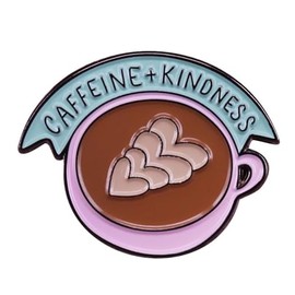 Pinposni Coffee And Kindness Enamel Pin Pink Latte Coffee Cup Badge Brooch, Metal Stainless Steel, no gemstone