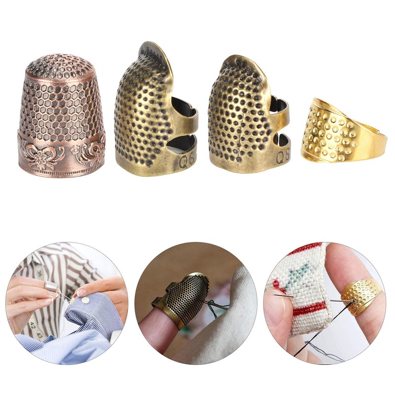 4 pcs cosiendo dedal retro ajuste manual de los dedos