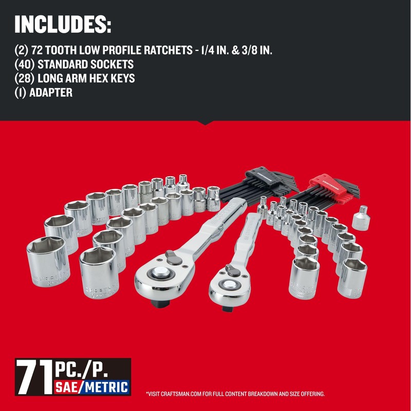 CRAFTSMAN Versastack Mechanics Tool Set, 1/4 and 3/8 Inch Drive,