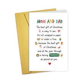 Nchigedy Funny Christmas Card for Mom Dad, Poem Christmas Card from Kids, Merry Christmas Card for Parents, Happy Christmas Card from Daughter Son