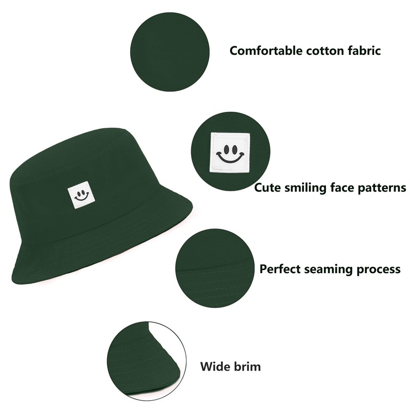 Kids Sun Hat Smile Face Bucket Hat for Girls Boys