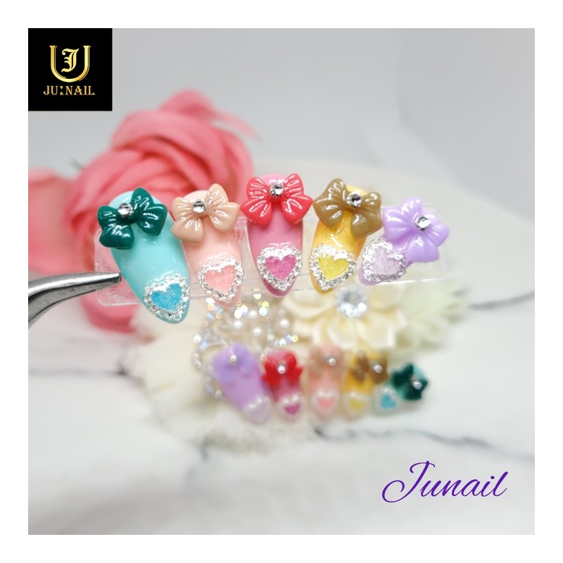 ❤Luminous heart handmade nail tips - Long stiletto / ❤야광하트