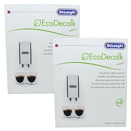 DeLonghi Eco Decalk Mini 2 x 100 ml for Fully Automatic Coffee Machines, Espresso Machines, Filter Coffee Machines, Steam Cleaning Devices and Steam Ironing Stations, Pack of 2