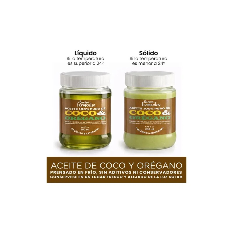 Aceite De Coco Y Orégano Prensado En Frío 100 Natural